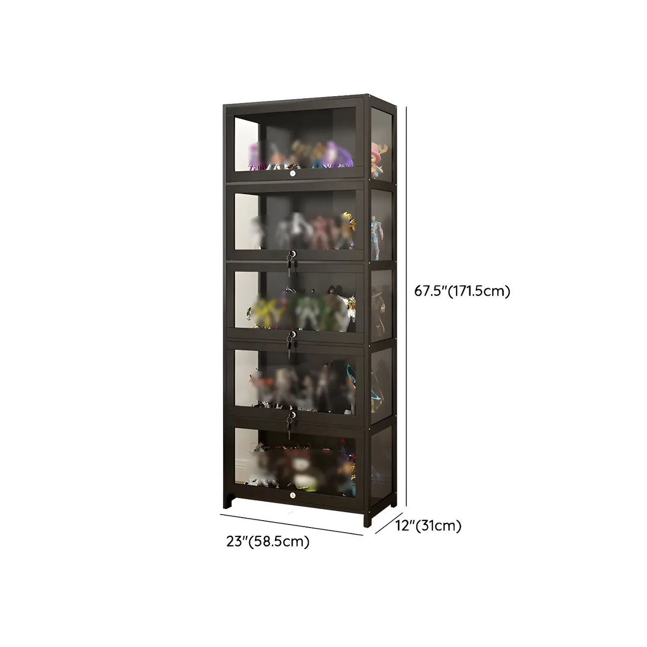 Living Room Modern Black Glass Figurine Display Cabinet