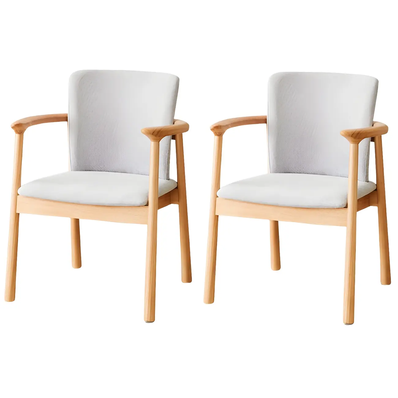 Modern Upholstered Rubberwood Arm Dining Chair Set of 2