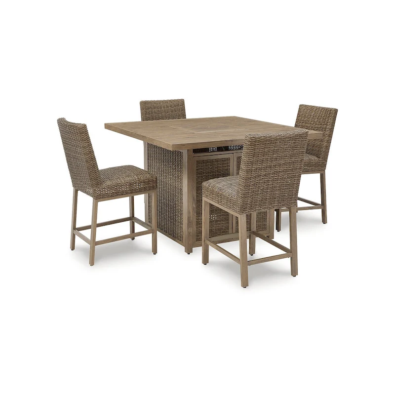 Signature Design by Ashley Walton Bridge Brown 5-Piece Outdoor Bar Package - 55.75