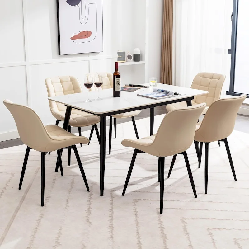 XINMICS Modern Upholstered Faux Leather Dining Chairs Set of 2