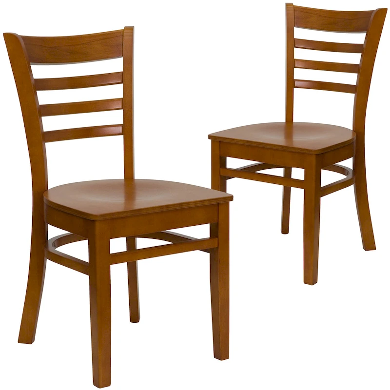 Wooden Slat Back Restaurant Chair (Set of 2)