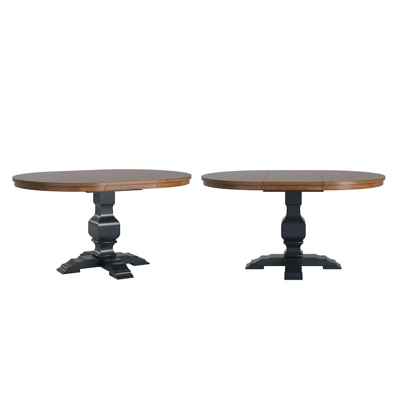Two-Tone Oval Solid Wood Extending Dining Table
