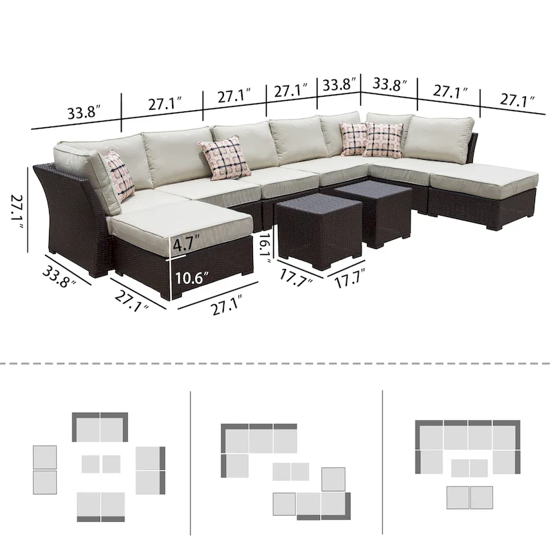 Corvus Oreanne 10-piece Brown Wicker Patio Furniture Set
