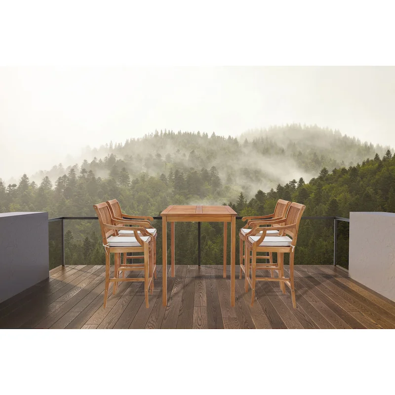 Chic Teak Maldives Rectangular Teak Wood Bistro Bar Table, 63 x 35 inch (table only)