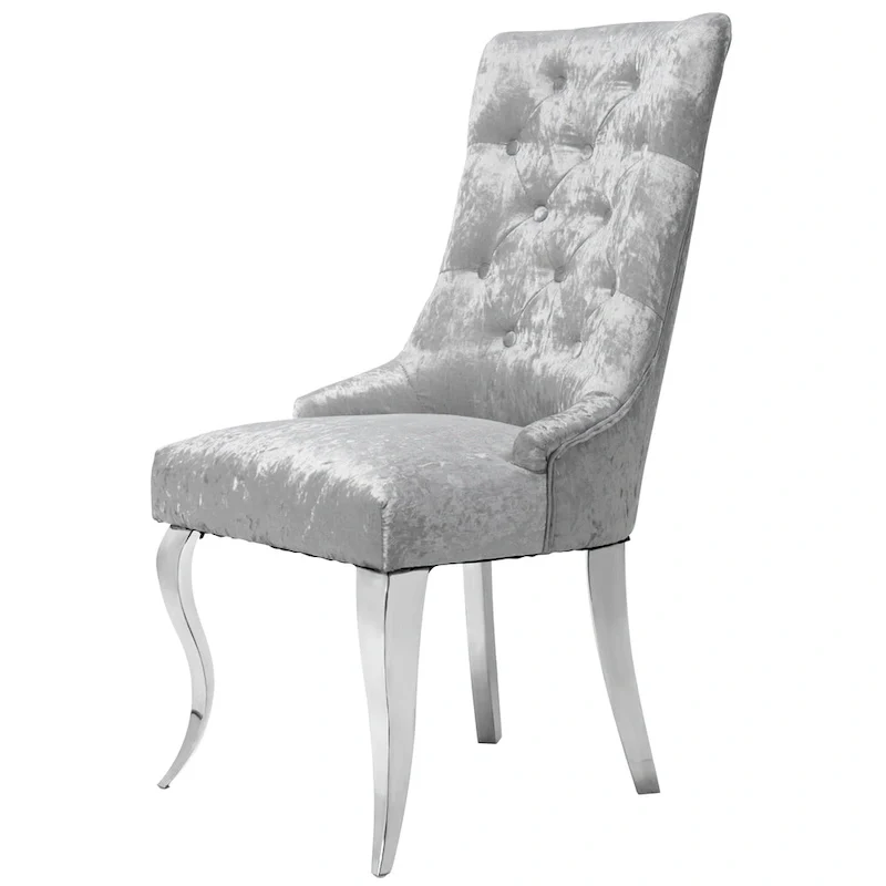 Ice Velvet Button Tufted Dining Chair High Wingback