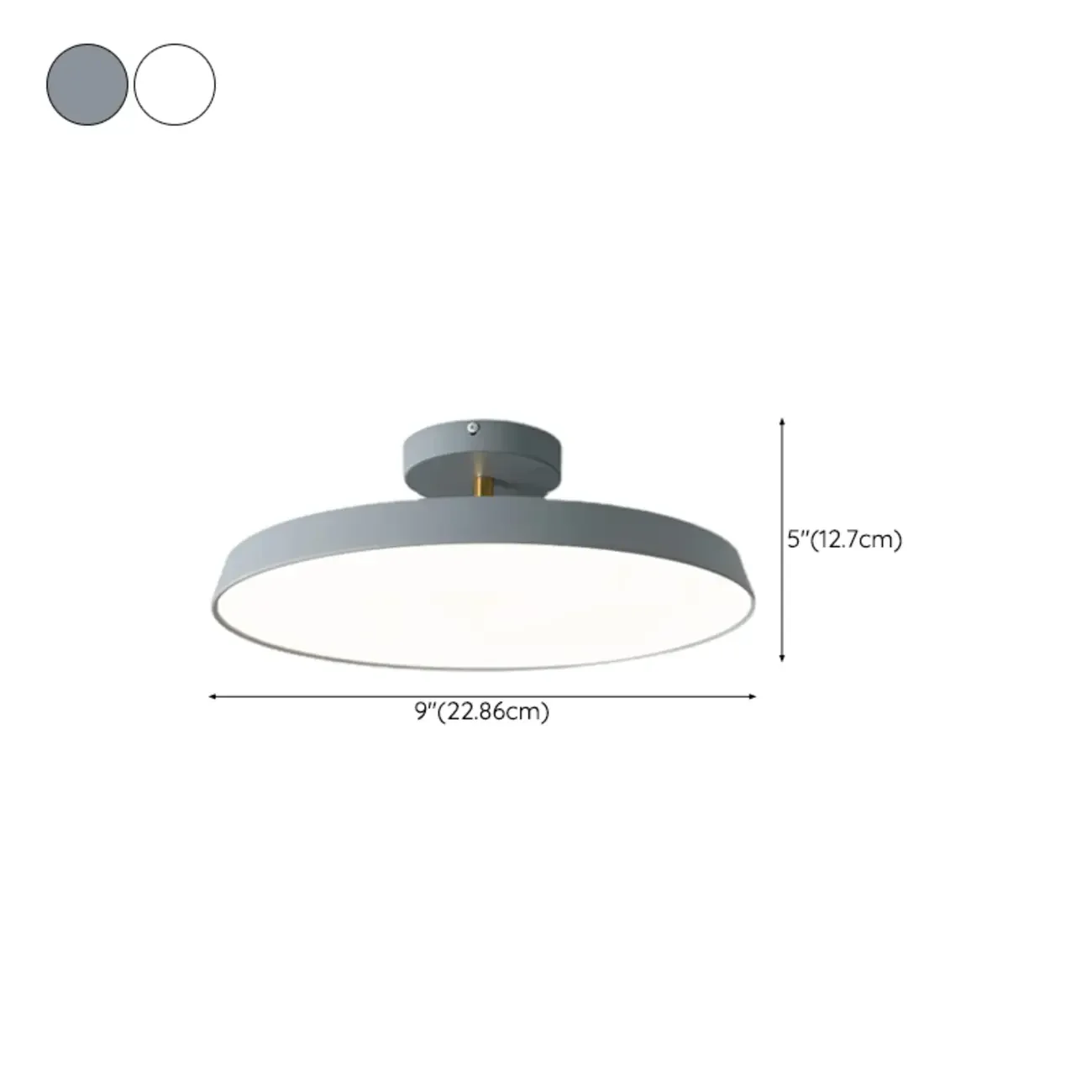 Modern Grey Round Dimmable Semi Flush LED Ceiling Light