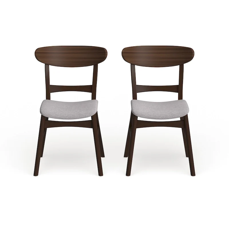 Abrielle Mid-Century Modern Upholstered Rubberwood Dining Chair (Set of 2) by Christopher Knight Home