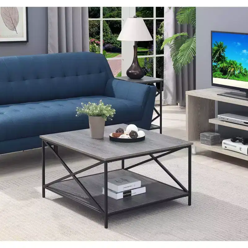 Tucson Metal Square Coffee Table Weathered Gray/Black - Breighton Home