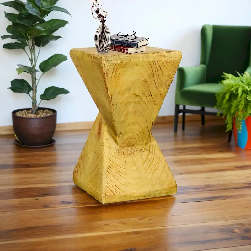 Outdoor Concrete Side Table, Morden Geometric End Table for Home Decor