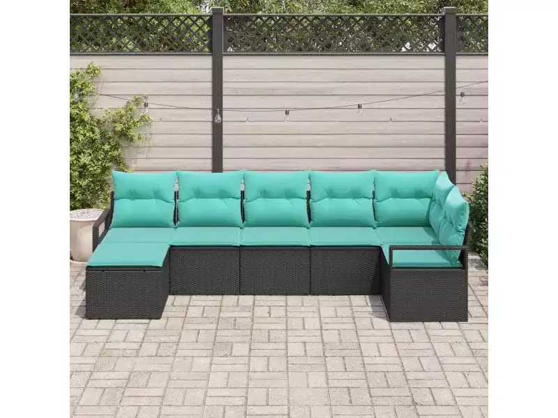 vidaXL Garden Sofa Set 7 pcs Brown Poly rattan