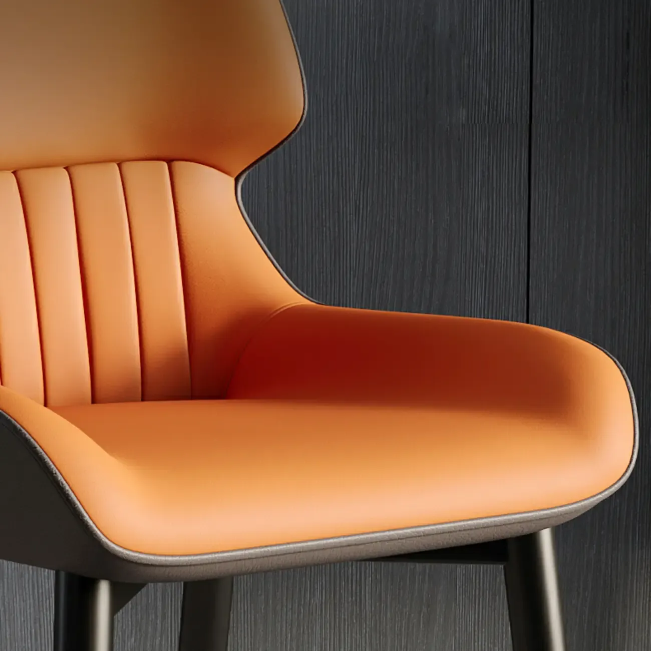 Leather Low Solid Back Armless Dining Side Chair