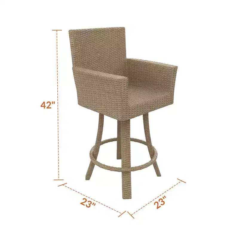 Covers&All Universal 25 in Counter Swivel Bar Stool, Jacobean Flat Wicker