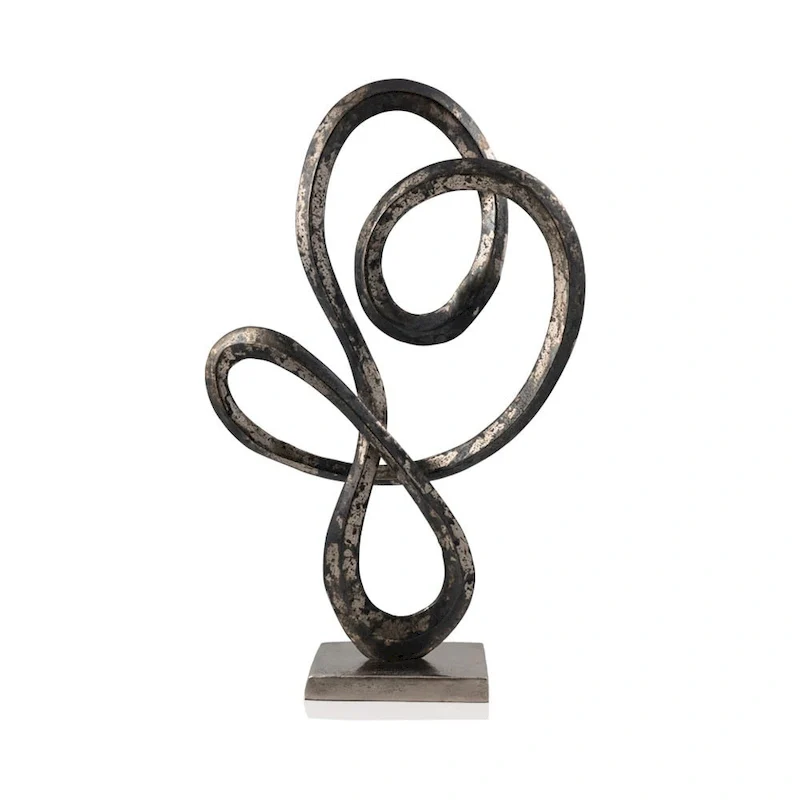 HomeRoots 20  Black and Silver Aluminum Modern Abstract Tabletop Sculpture - 12.5' X '19.75' X '4