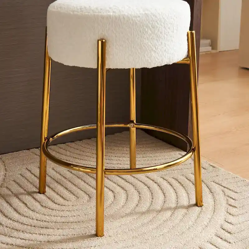 Beige+Gold Modern 20 Barstools (Set of 2)
