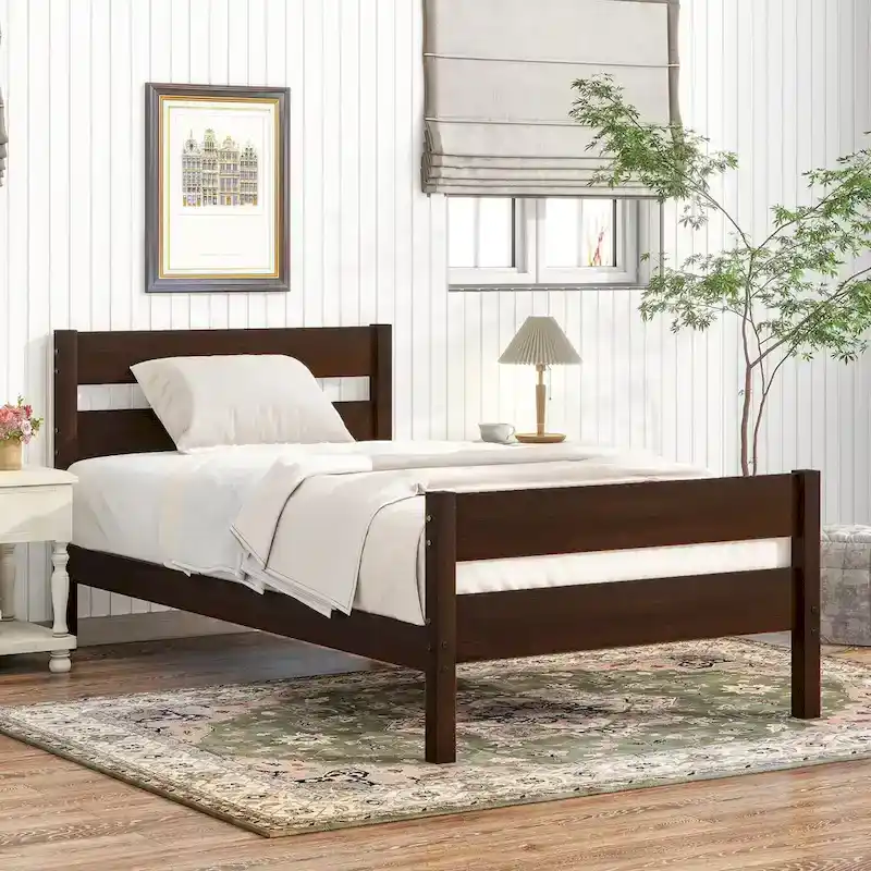 Twin Bed with Headboard and Footboard – Espresso
