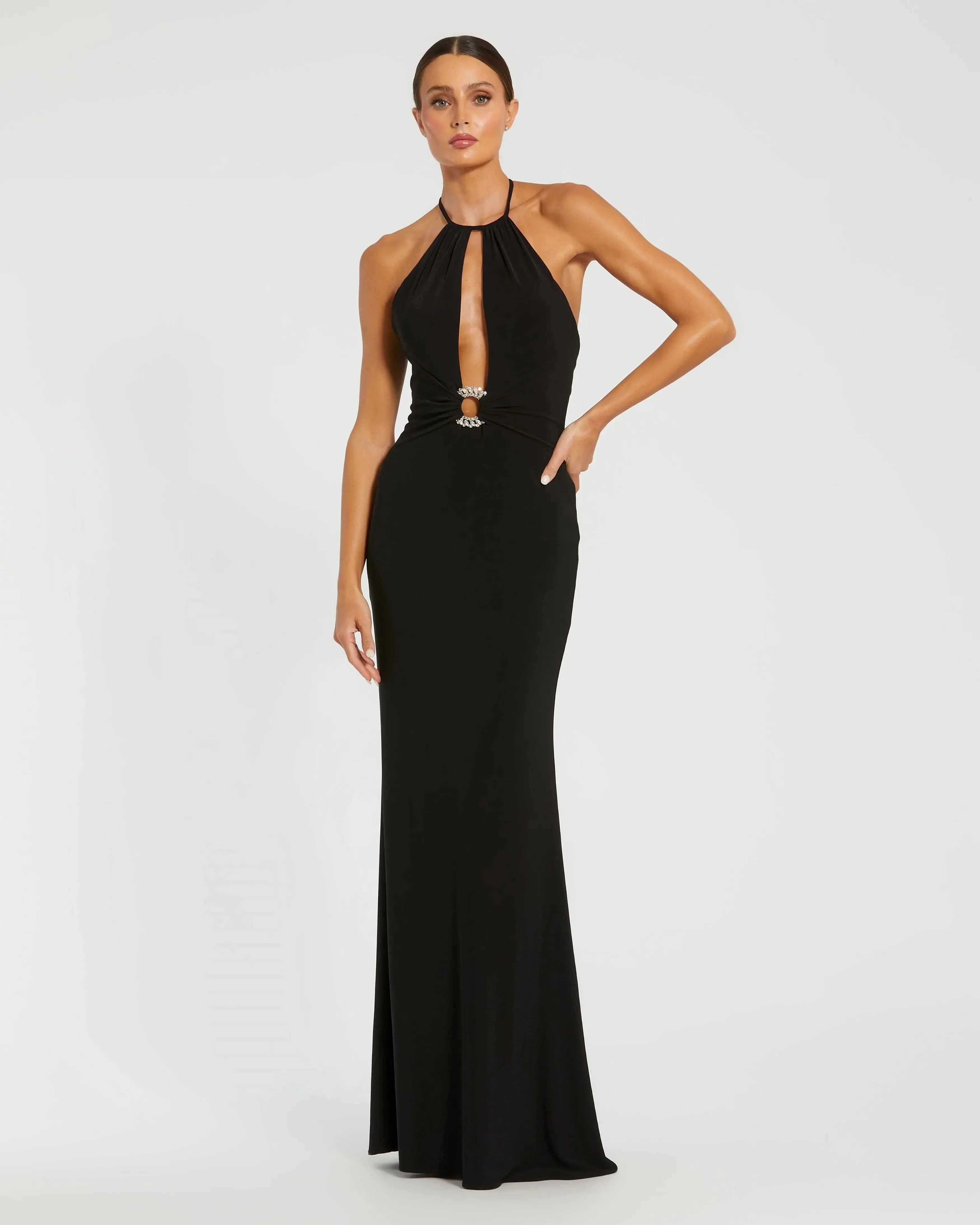 Black High Neck Cut Out Gown