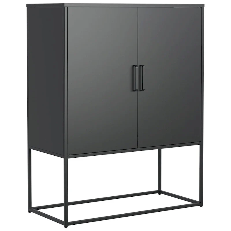 Steel Storage Cabinet with Adjustable Shelves,Free Standing Accent Cabinet with Magnetic Doors,Heavy Duty Buffet Sideboard