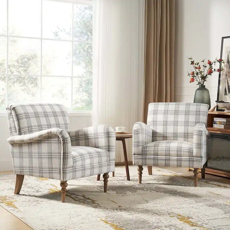 Mandan 29.5 Wide Traditional Accent Armchair with Solid Wood Legs Set of 2 by HULALA HOME