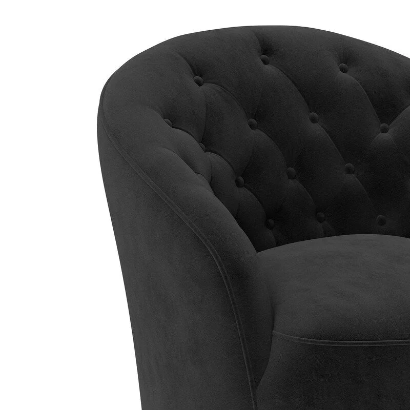 Velvet Upholstered 360 Degree Swivel Barrel Chair with Button Tufted Back