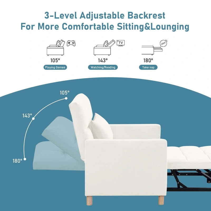 Aukfa Sleeper Chair Bed Convertible Single Sofa Chair with Pillow