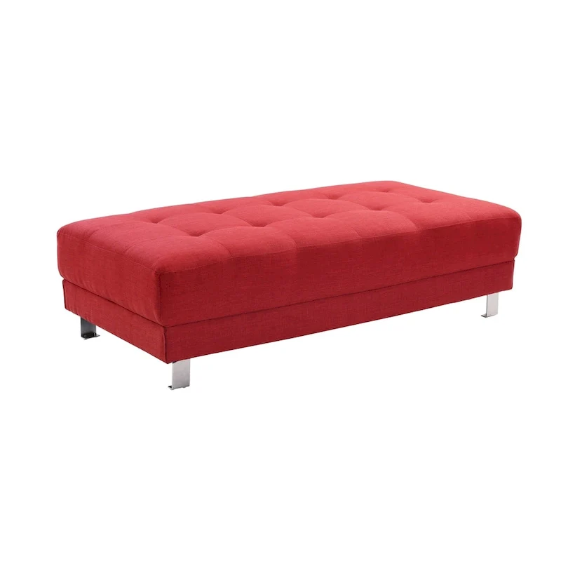 Oversized Twill Ottoman, Button-Tufted, 1-Person