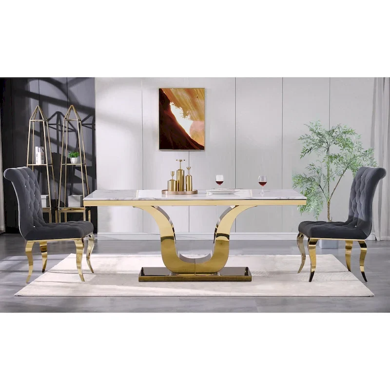Grey Velvet Dining Chairs with Polished Gold Legs