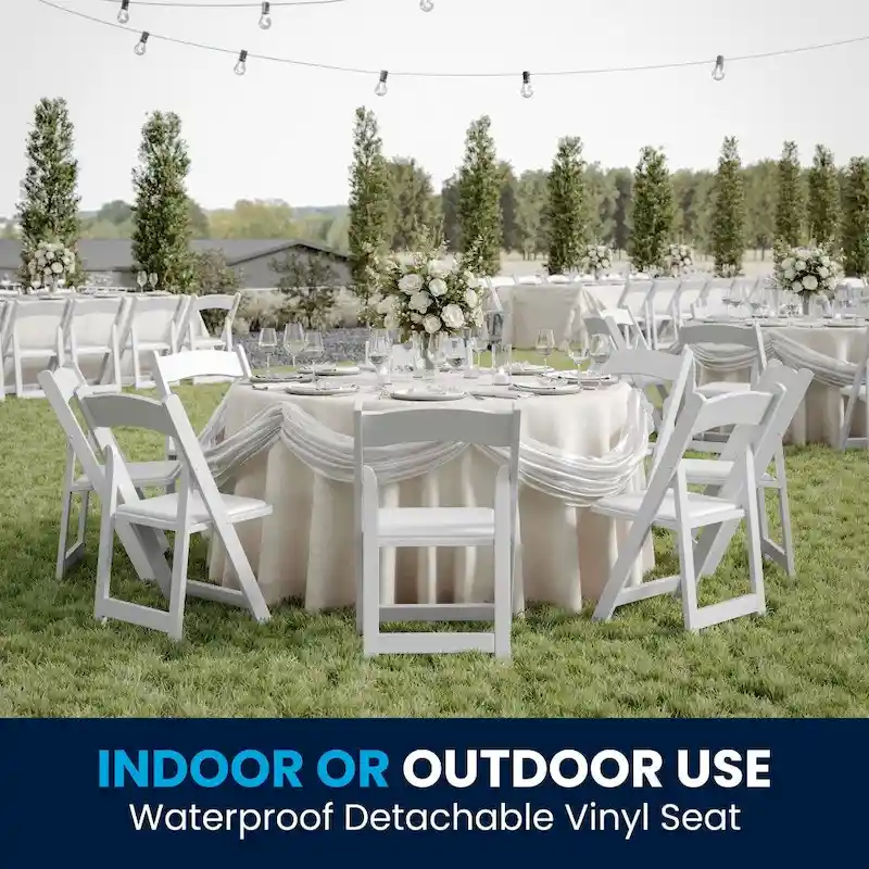 Wood Folding Chair with Vinyl Padded Seat (Set of 2)