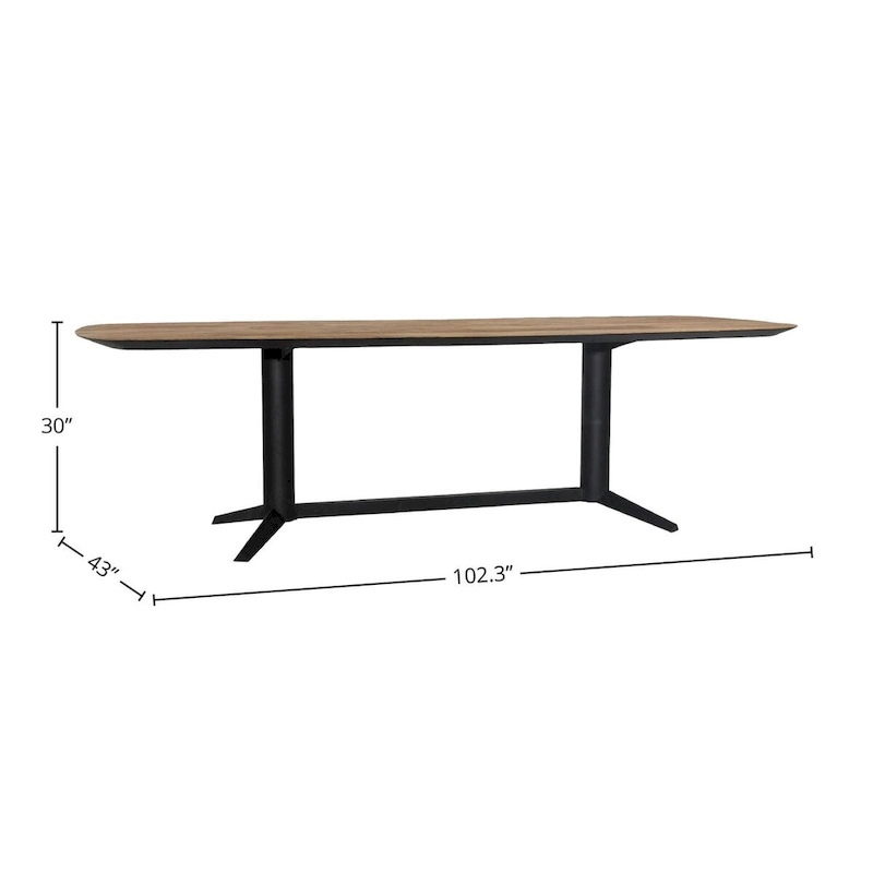 Lydia 102 Wide Teak Dining Table, Black