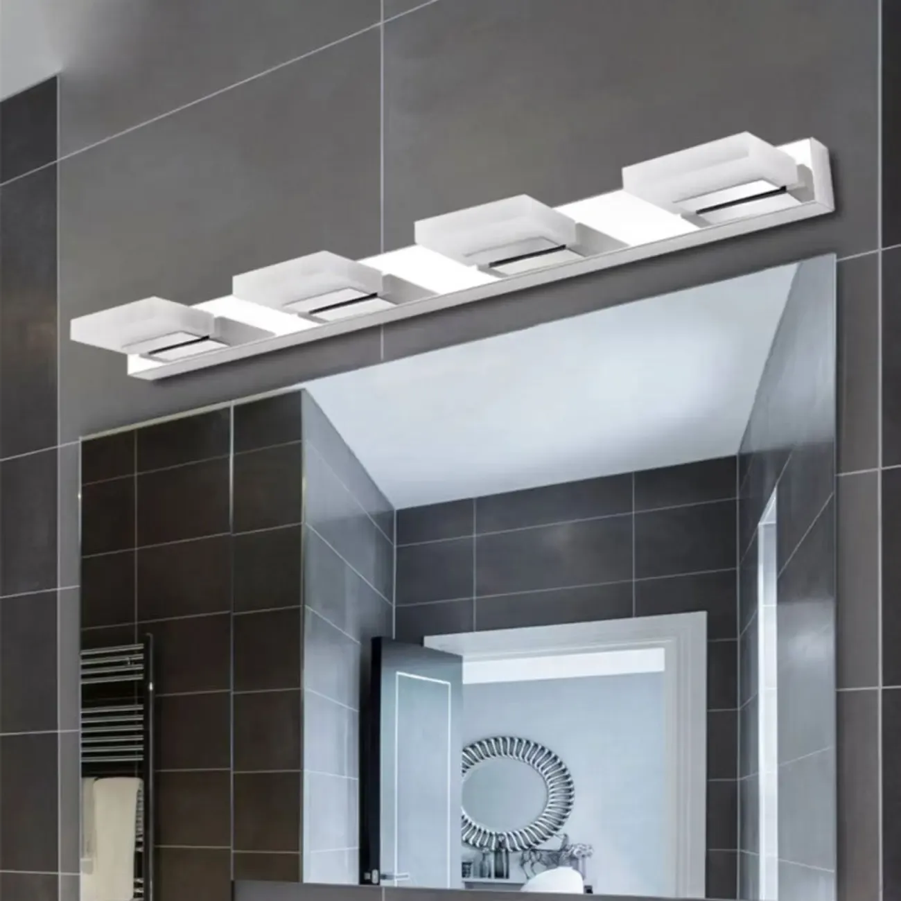 Minimalist Silver 3-Light Stainless Steel Vanity Light for Bathroom