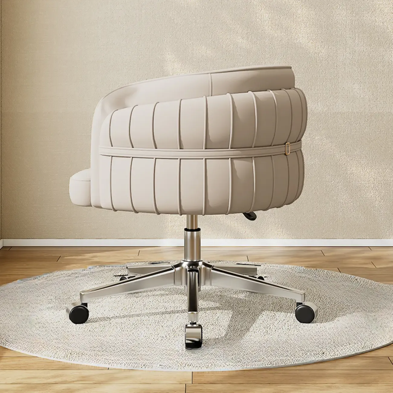 Modern Leather Low Back Ergonomic Office Chair with Wheels