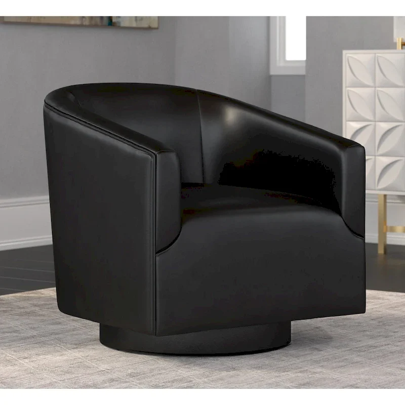 Leather Gel Swivel Chair with Wood Base - Single Seat
