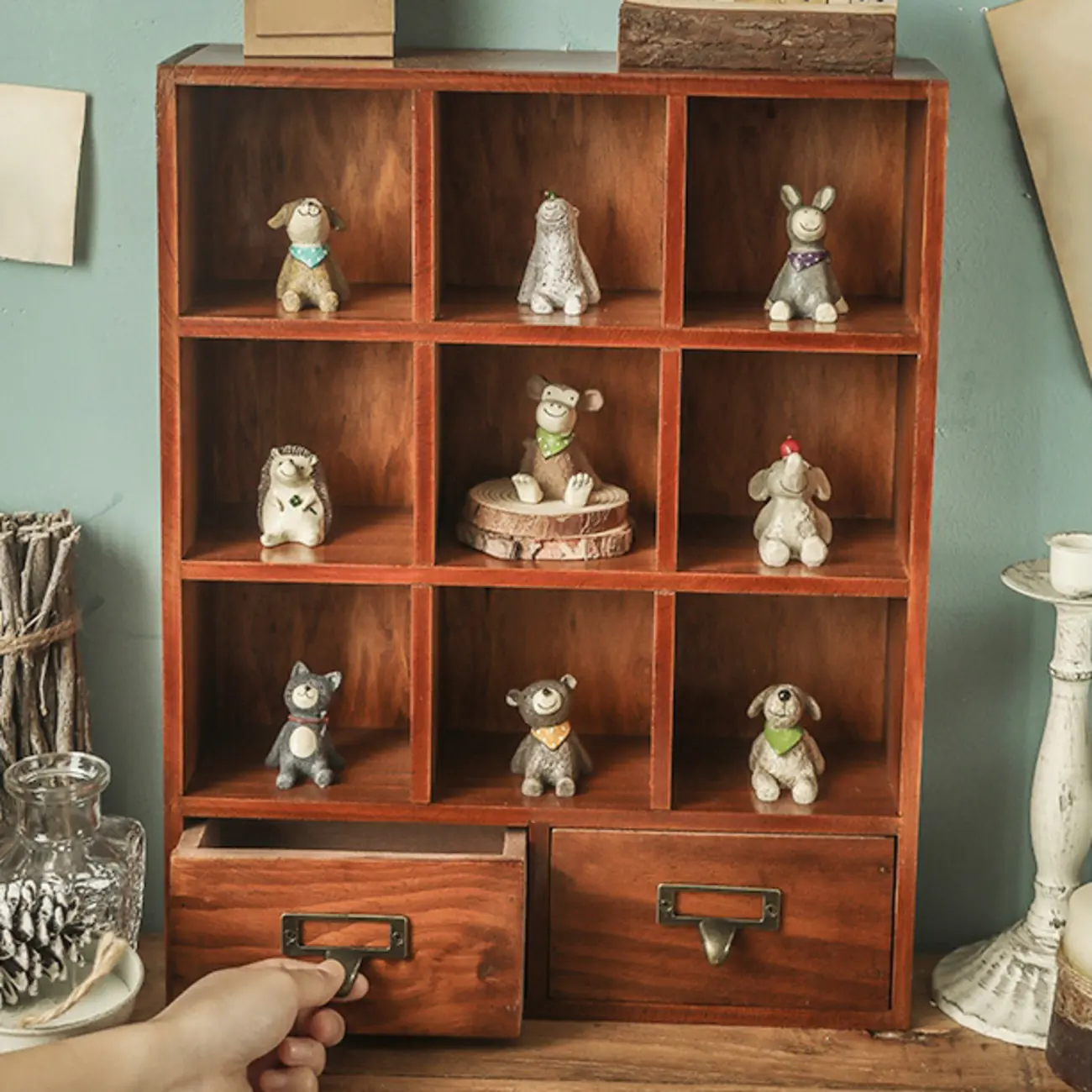 Elegant Freestanding Wooden Display Cabinet with Drawers