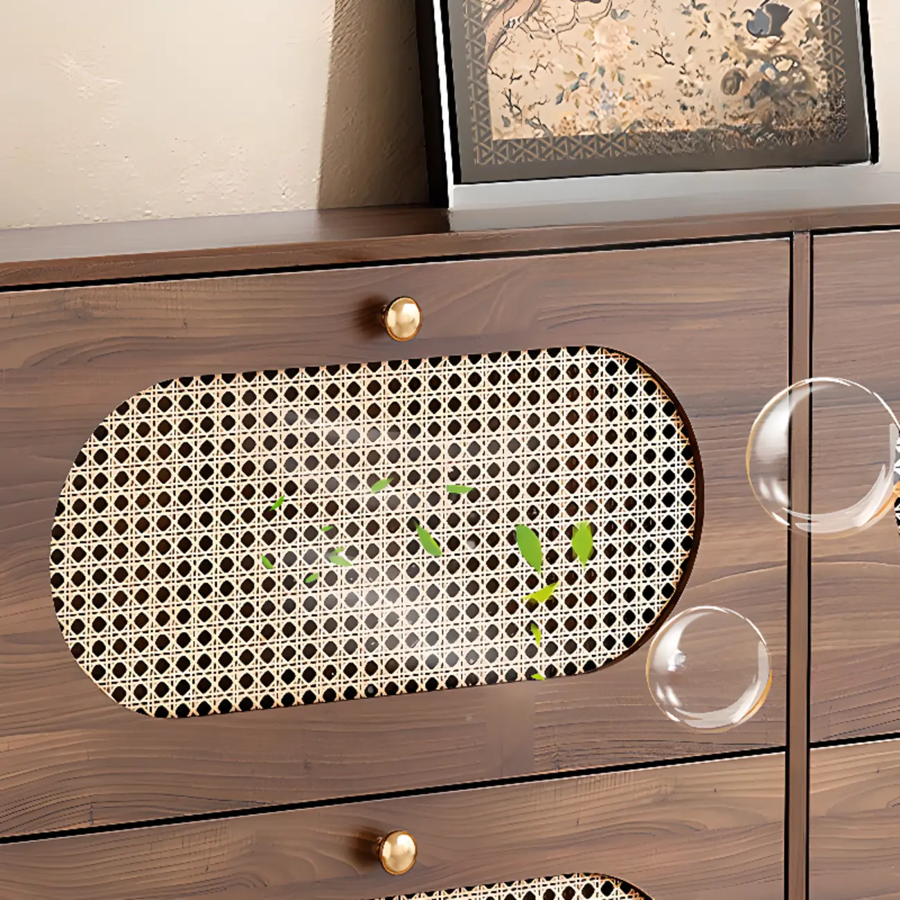 Bohemian Slim Brown Drop-Front Wood Shoe Cabinet