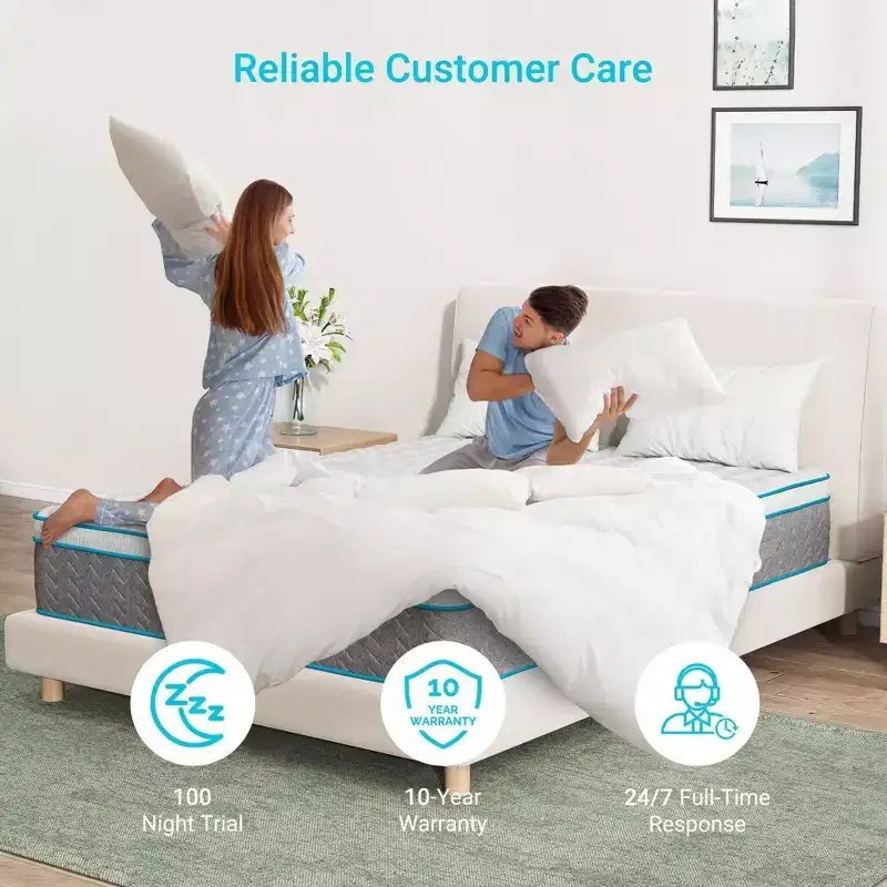 Serweet 14 inch Breathable Bamboo Charcoal Hybrid Mattress King