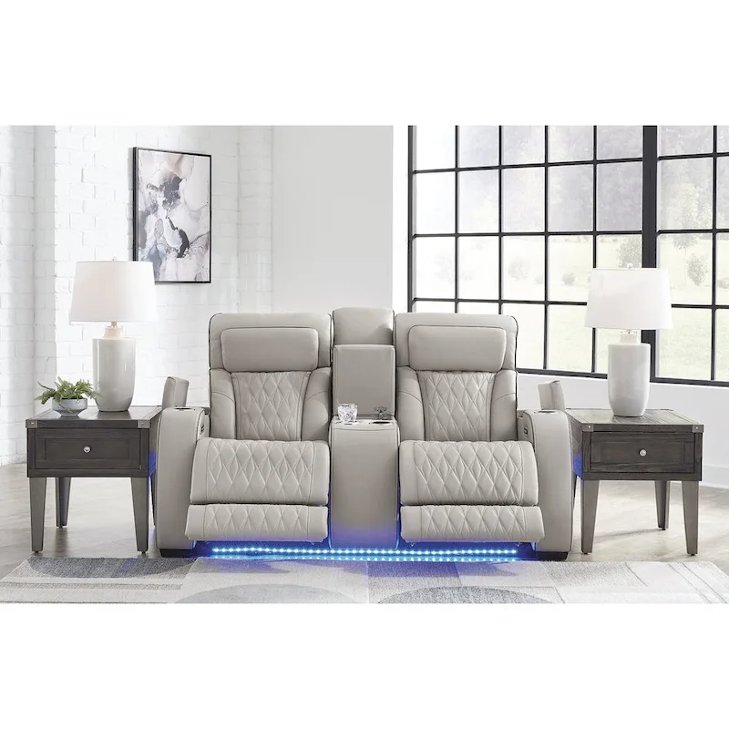 Signature Design by Ashley Boyington Gray Power Reclining Loveseat with Console - 75W x 40D x 44H
