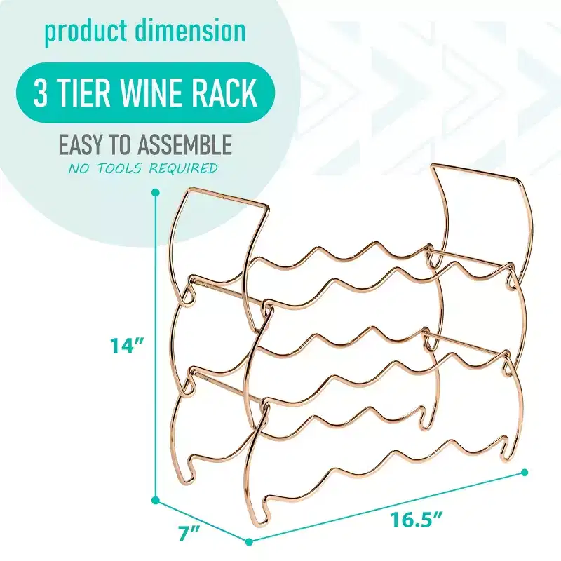 Sorbus 3-Tier Stackable Copper Wine Rack - Perfect for Bar, Wine Cellar, Basement, Cabinet, Pantry, etc (Hold 12 Bottles)