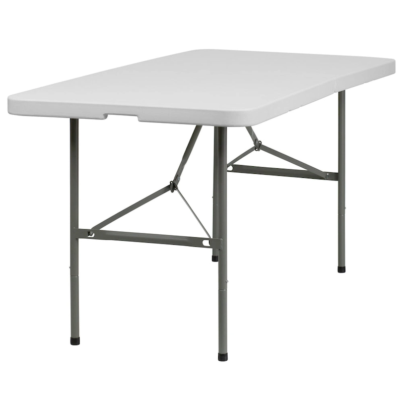 30W x 60L Bi-Fold Granite White Plastic Folding Table - Banquet Table