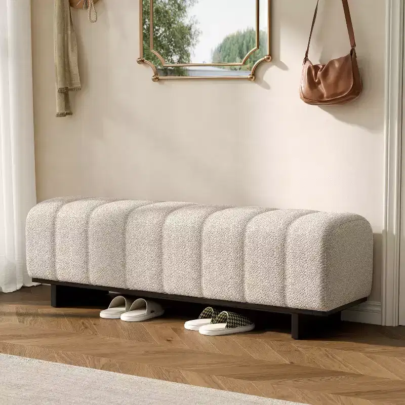 Christopher Knight Home Yayoi Modern Wooden Upholstered Dining Bench with Rubberwood Legs
