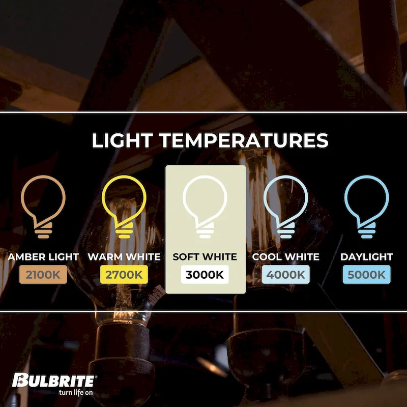 Bulbrite LED Filament Pack of (4) 13 Watt Dimmable G25 Light Bulbs with a Clear Finish and Medium (E26) Base - Soft White Light