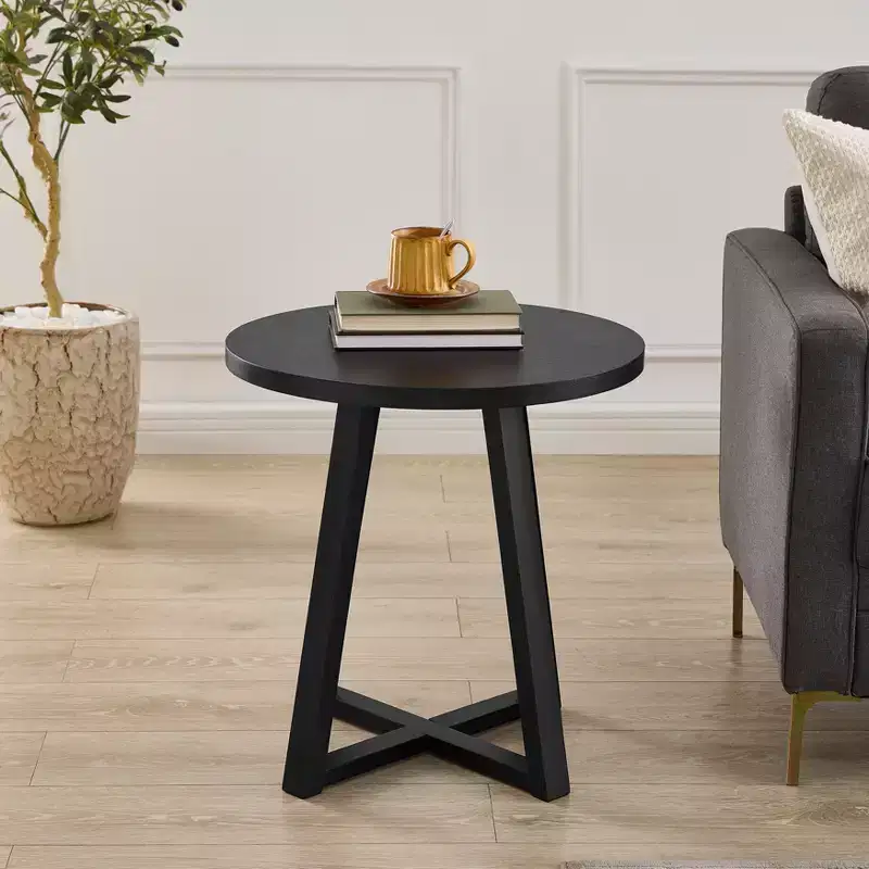 Roundhill Furniture Modern Harmony Wood Round End Table