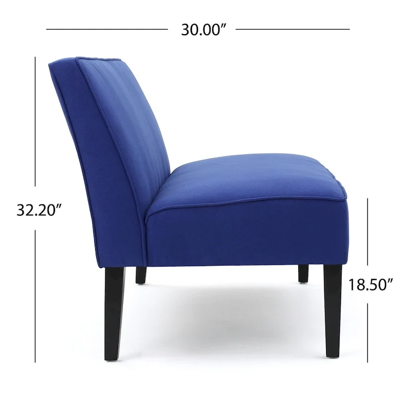 Grey/Royal Blue/Dark Teal Armless Fabric Loveseat, 2-Person