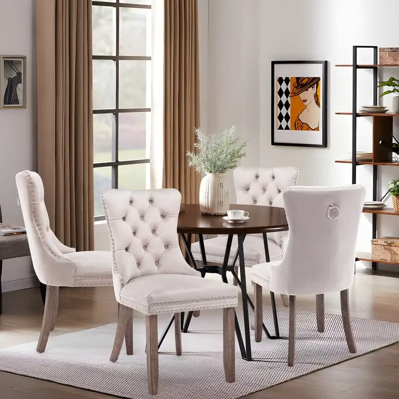 Solid Wood Velvet Upholstered Dining Chair
