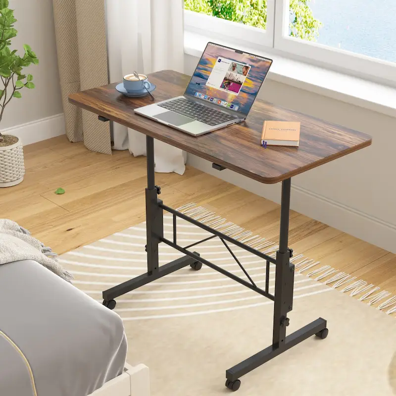 Mobile Stand Up Desk with Wheels, Small Standing Desk Adjustable Height, 31.5 Inch Portable Rolling Desks