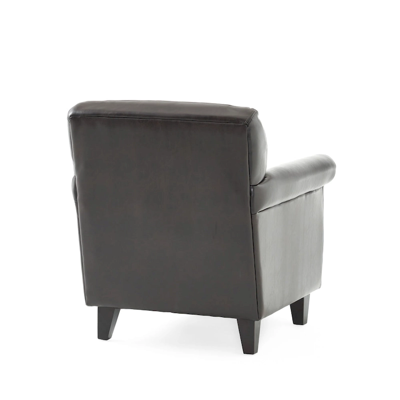 Veronica Tufted Brown Leather Club Chair by Christopher Knight Home