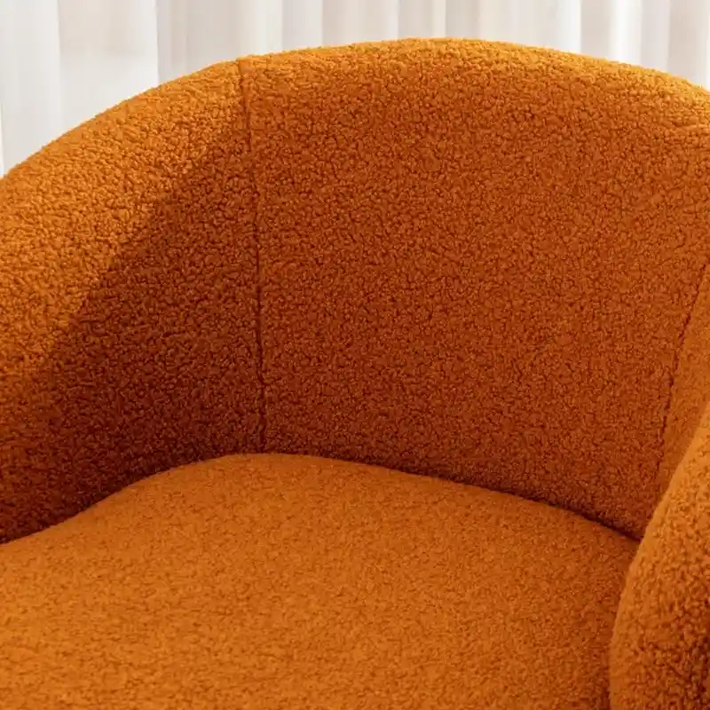 Teddy Fabric Swivel Accent Barrel Chair With Powder Coating Metal Ring