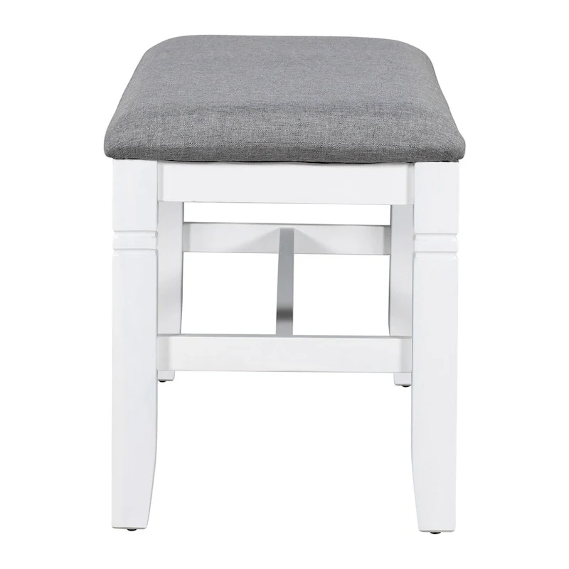 White Farmhouse 6-Piece Wooden Dining Table Set with Rectangular Table & 4 Chairs