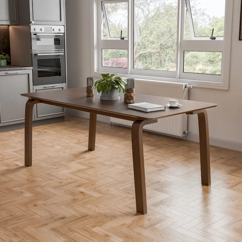 Furniture of America Beau I Mid-century Walnut 5-Piece Rectangle Dining Table Set