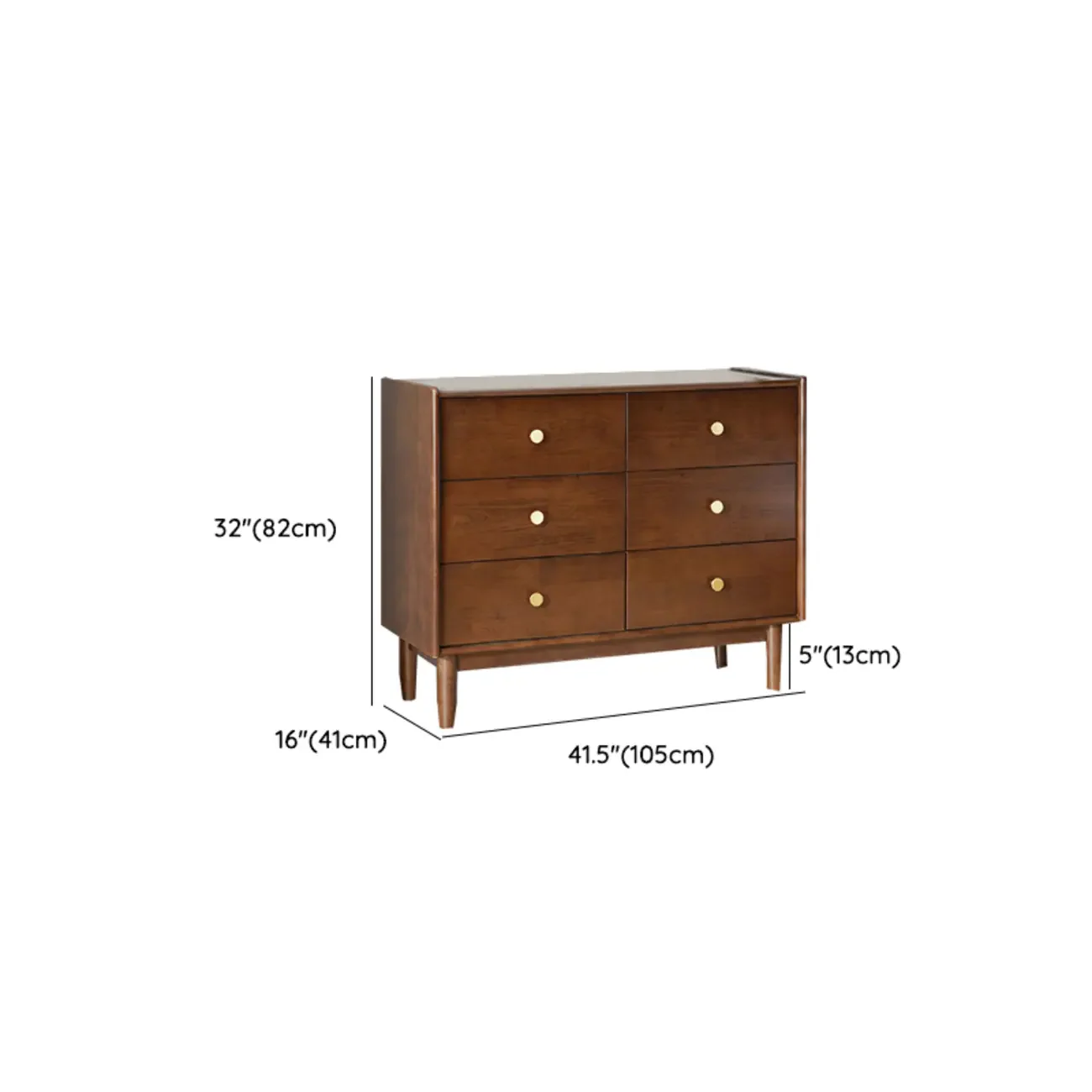 Traditional Brown Wooden Dresser with 6-Soft Closing Drawers