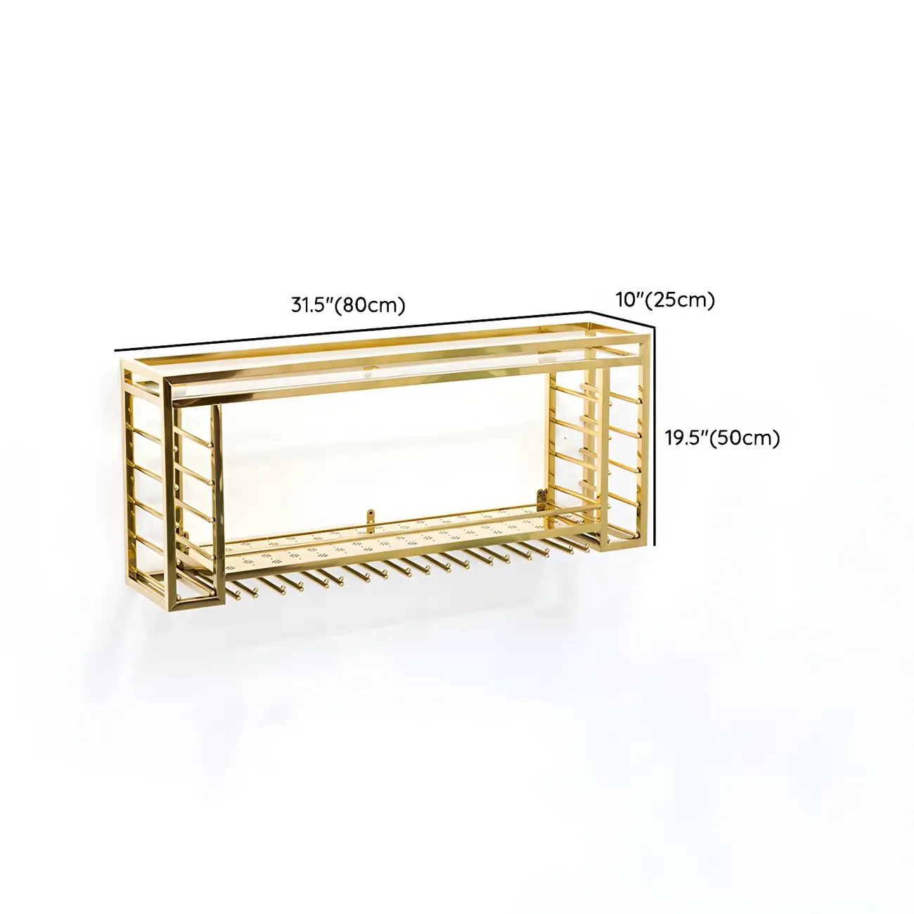 Luxury Metal Gold Wall-Mounted Open Wine Rack