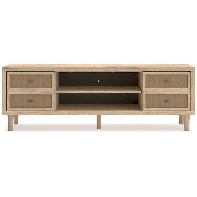 Ciel Large TV Media Console, 4 Drawers, 2 Shelves, Brown Wood, 72 Inch